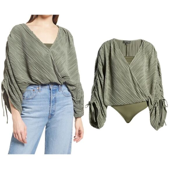 4SI3NNA Brooklyn Long Sleeve Surplice Bodysuit M - Picture 1 of 7